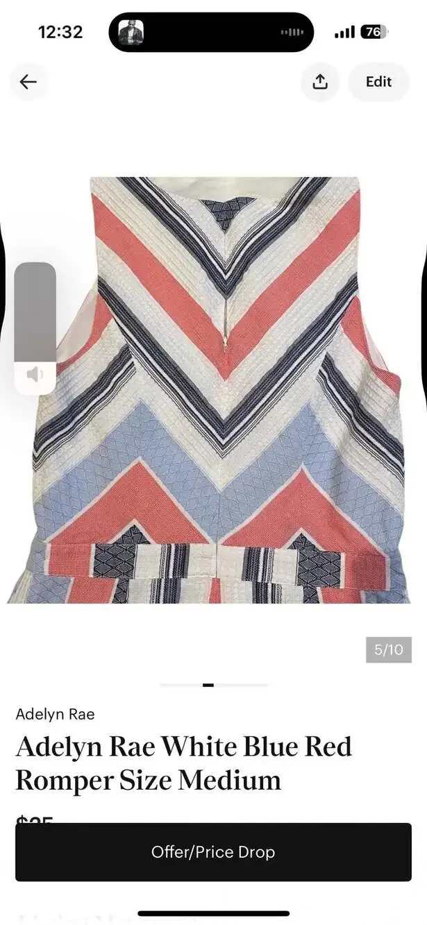 Adelyn Rae Striped Chevron Romper Size Medium - Picture 4 of 10